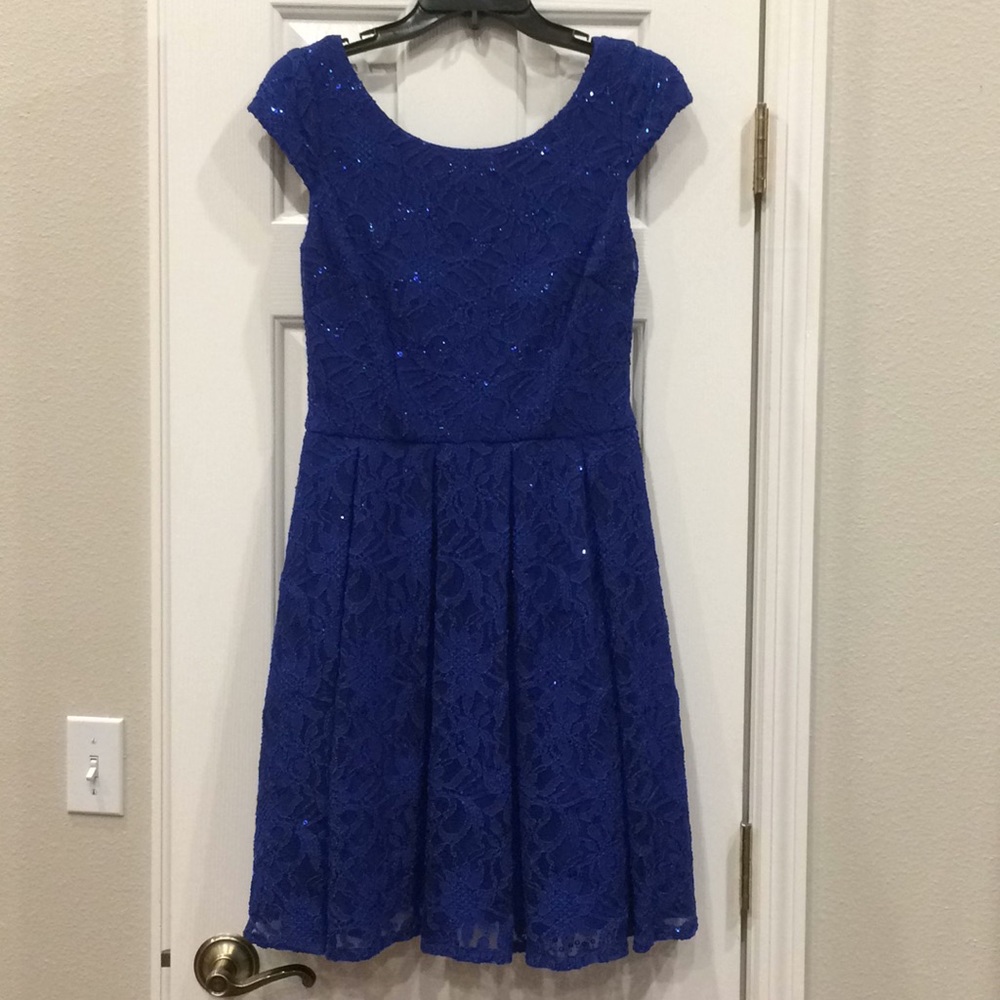 Royal blue pleated dress